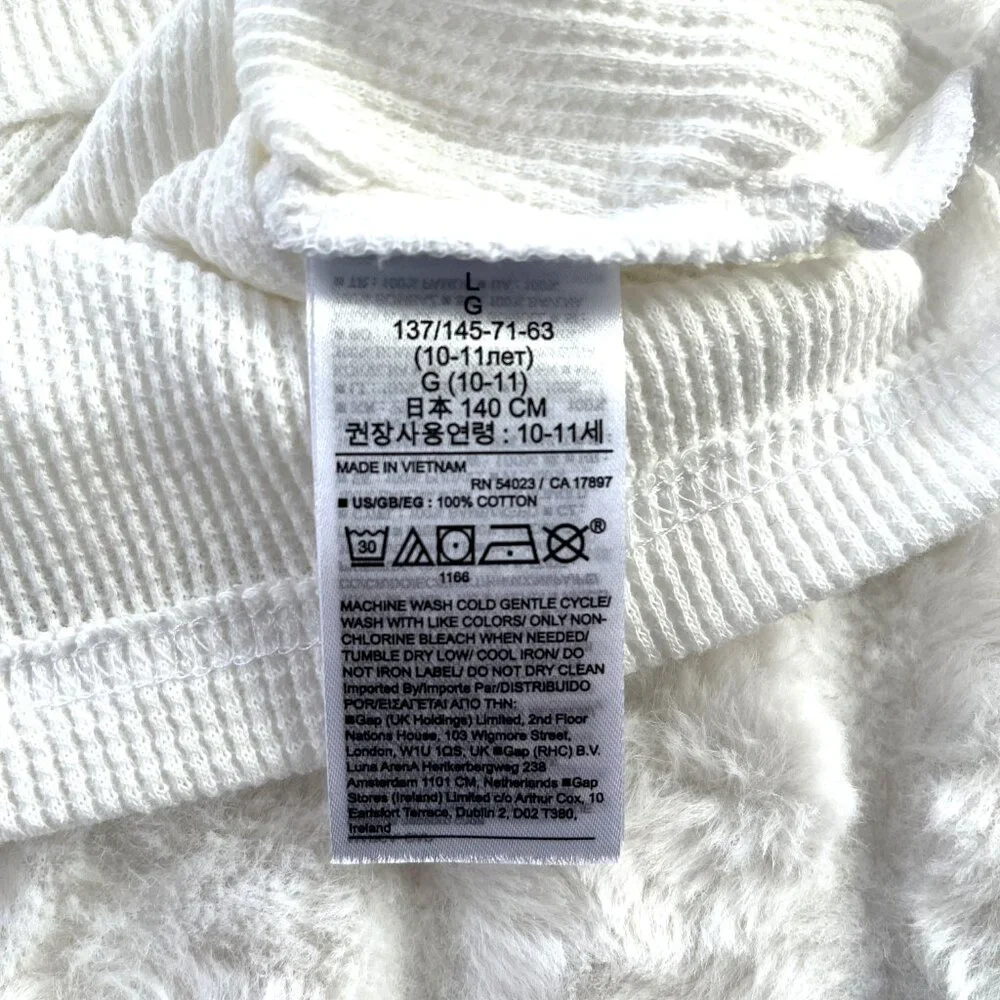 NWT Kids GAP Waffle Henley Shirt (White) L / 10